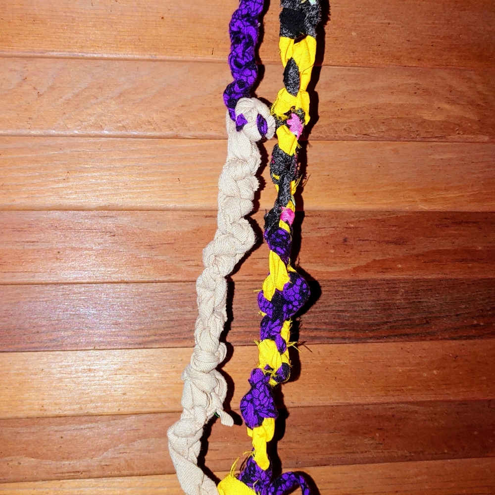 Fabric Necklace with E Wood Initial - Picture 4 of 5